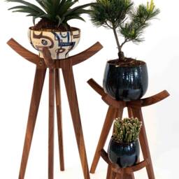 Air Plat Stand Wooden Plant Garden Ornament Ceramic Pot Holder Tall Wedding Decor Lover Gift Shelf Weeding Gif - thumbnail 3