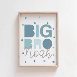 Set Of 3, Brother Bedroom Prints, Personalised Name Big Bro Lil Bro, Sibling Boys Nursery Playroom, Wall Art - thumbnail 3