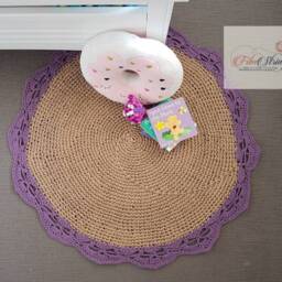 100cm Rug - Handmade Crochet Jute Mat Round 39 Inches - thumbnail 3