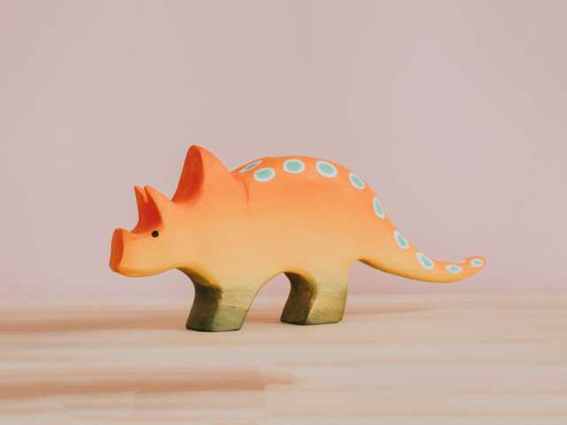Wooden Triceratops Toy, Montessori Prehistoric Animal, Dinosaur, Figure, Pretend To Play, Jurassic Park Animal - image 1