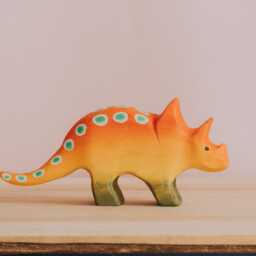 Wooden Triceratops Toy, Montessori Prehistoric Animal, Dinosaur, Figure, Pretend To Play, Jurassic Park Animal - thumbnail 2