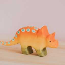Wooden Triceratops Toy, Montessori Prehistoric Animal, Dinosaur, Figure, Pretend To Play, Jurassic Park Animal - thumbnail 3