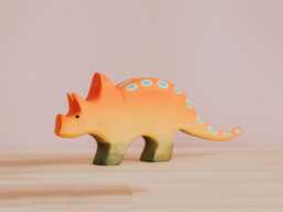 Wooden Triceratops Toy, Montessori Prehistoric Animal, Dinosaur, Figure, Pretend To Play, Jurassic Park Animal - thumbnail 1