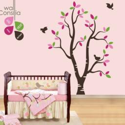 Tree Wall Decal Nursery Decor With Birds - 73x57 Inches - thumbnail 2