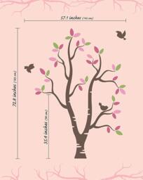 Tree Wall Decal Nursery Decor With Birds - 73x57 Inches - thumbnail 1