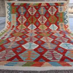 4'11x6'2 Ft Flatweave Afghan Kilim Rug, New Tribal Maimana Turkmen Oriental Rug, Vintage Rug For Bedroom Livingroom - thumbnail 4
