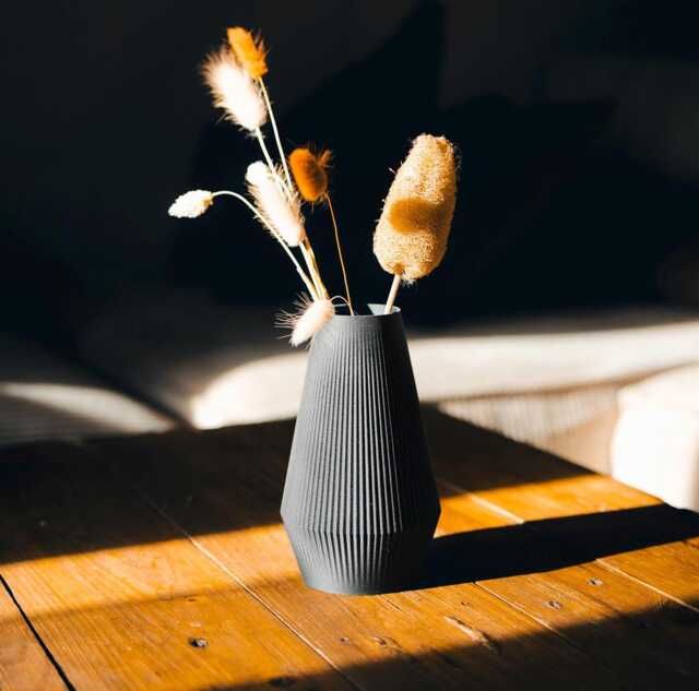Lilas Vase - Dried Flowers Original Home Decoration, Natural Eco-Responsible Decor Gift Idea. Wood Based 3D Printing, Dry Plants - image 1