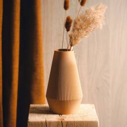 Lilas Vase - Dried Flowers Original Home Decoration, Natural Eco-Responsible Decor Gift Idea. Wood Based 3D Printing, Dry Plants - thumbnail 2