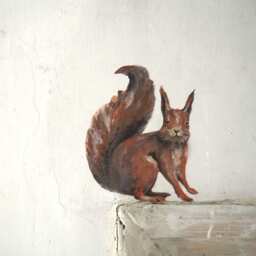 Hand Painted Squirrel Life-Size Wall Decal Drawing Sticker - thumbnail 2