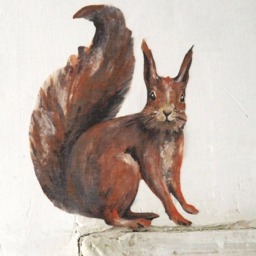 Hand Painted Squirrel Life-Size Wall Decal Drawing Sticker - thumbnail 3