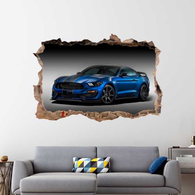 Blue Muscle Car Wall Vinyl Sticker Decal Sports Supercar Print Boy Room Decor Gift For Art - image 1