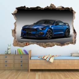 Blue Muscle Car Wall Vinyl Sticker Decal Sports Supercar Print Boy Room Decor Gift For Art - thumbnail 2