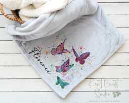 Personalised Butterfly Blanket, Custom Name Throw, Super Soft Fleece Limited Edition Design, Gift For Her - thumbnail 1