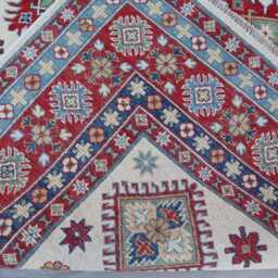 6x9 Beige Kazak Area Rug - Geometric Design Natural Veg Dyes Tribal Afghan Handmade Wool Oriental Living Room Dining Table - thumbnail 4