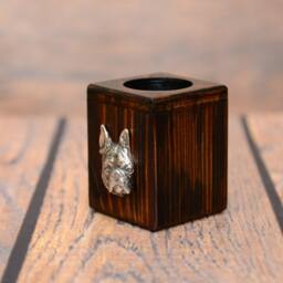 Boston Terrier - Wooden Candlestick With Dog, Souvenir, Decoration, Limited Edition, Collection - thumbnail 2