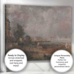 Atmospheric Historic Riverside Harbour Cityscape Impressionist Painting Canvas Wall Art Print Decor Picture Ready To Hang - thumbnail 3