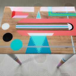 Hand Painted Epoxy Resin Side Table, Colorful Pop Art Coffee Table - thumbnail 4