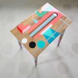 Hand Painted Epoxy Resin Side Table, Colorful Pop Art Coffee Table - thumbnail 2