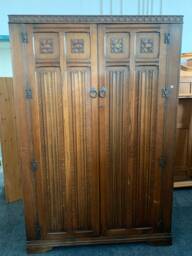 Custom Painted Beautiful Vintage Wardrobe Old Charm Linenfold Oak - Custom Paint - thumbnail 1