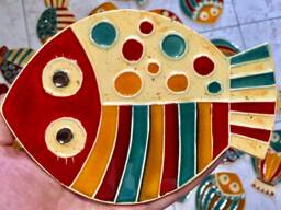Soap Dish Handmade Ceramic Fish & Tiles, Plate, Decorative Tray, Soap Dish, Pottery Fish, Animal, Decorative, Jewellery Porcelain - thumbnail 1