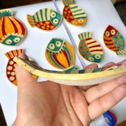 Soap Dish Handmade Ceramic Fish & Tiles, Plate, Decorative Tray, Soap Dish, Pottery Fish, Animal, Decorative, Jewellery Porcelain - thumbnail 2