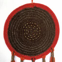 Crochet Wall Tapestry Bohemian Style Mandala, Boho Decor, Tassel Decor - thumbnail 3