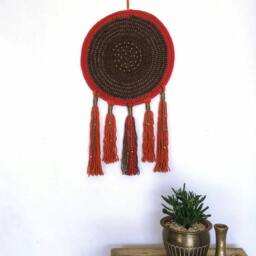 Crochet Wall Tapestry Bohemian Style Mandala, Boho Decor, Tassel Decor - thumbnail 2