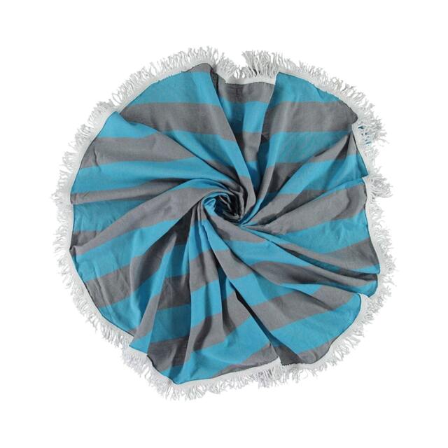 Round Turkish Beach Towel, Striped Cotton Cover-Up, Yoga Blanket - image 1