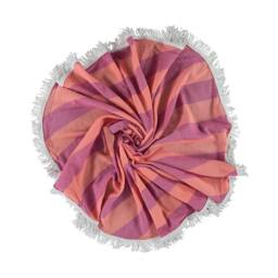 Round Turkish Beach Towel, Striped Cotton Cover-Up, Yoga Blanket - thumbnail 2