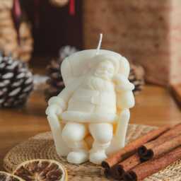 Large Santa Claus Soy Wax Candle Handmade Christmas Decor - thumbnail 2