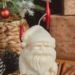 Large Santa Claus Soy Wax Candle Handmade Christmas Decor - thumbnail 3