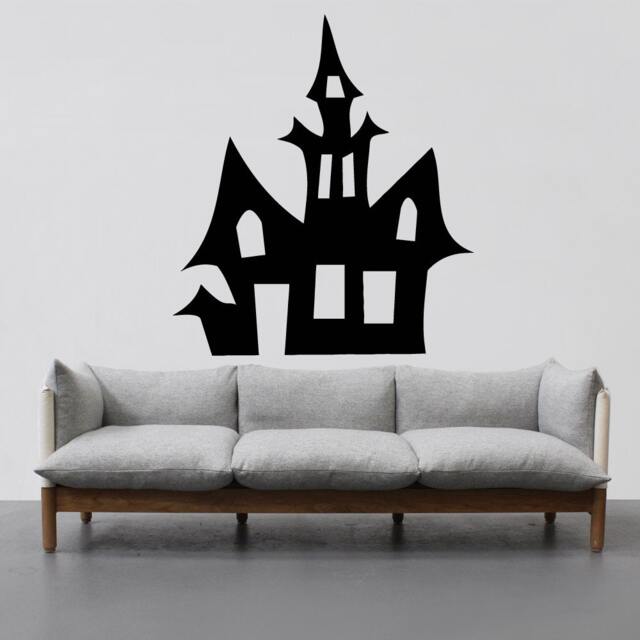 Halloween Castle Scary Hunted House Witch Wall Vinyl Sticker Mural Room Decor L1817 - image 1