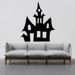 Halloween Castle Scary Hunted House Witch Wall Vinyl Sticker Mural Room Decor L1817 - thumbnail 1