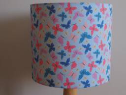 Blue Butterflies Lampshade Pink & Blue Pattern Handmade Cotton Fabric Drum Light Shade Table Floor Ceiling Pendant Various Sizes