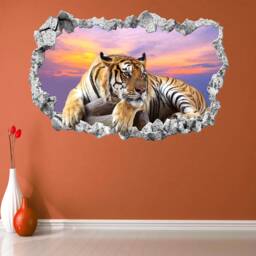 Tiger Wall Decal Sticker Mural Poster Print Art Home Decor Wild Animal Sunset Ct80 - thumbnail 3