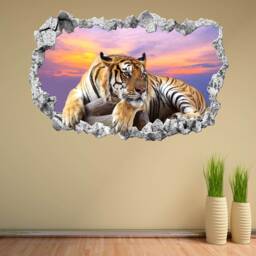 Tiger Wall Decal Sticker Mural Poster Print Art Home Decor Wild Animal Sunset Ct80 - thumbnail 2
