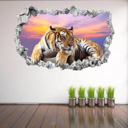 Tiger Wall Decal Sticker Mural Poster Print Art Home Decor Wild Animal Sunset Ct80 - thumbnail 1