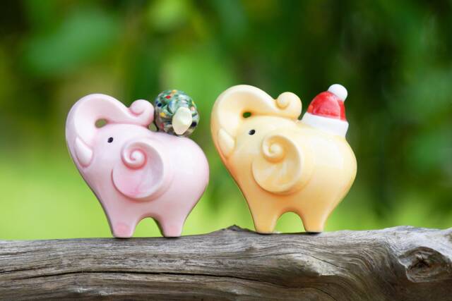 Pink Porcelain Elephant Figurine Collectible Christmas Decor - image 1