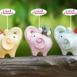 Pink Porcelain Elephant Figurine Collectible Christmas Decor - thumbnail 2