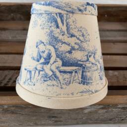 Blue Toile Chandelier Lampshade Stof France Festin Bleu Cotton Duck Wall Sconce - thumbnail 3