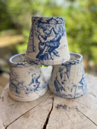 Blue Toile Chandelier Lampshade Stof France Festin Bleu Cotton Duck Wall Sconce