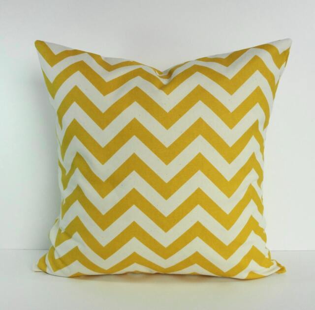 Yellow Chevron Pillow Cover Modern Zig Zag Cushion, 18x18 - image 1