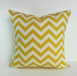 Yellow Chevron Pillow Cover Modern Zig Zag Cushion, 18x18 - thumbnail 1