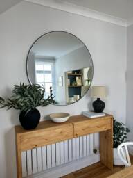 Santi // Scandinavian Entryway Console Table/Radiator Cover With False Drawers