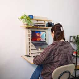 Wall Mounted Floating Desk Compact Standing Workstation - thumbnail 1