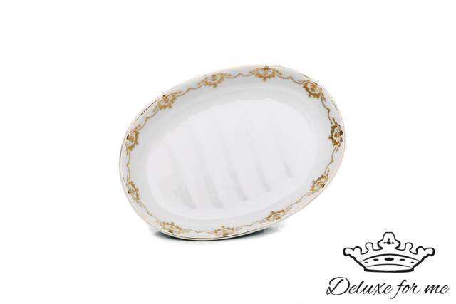 Ceramic Soap Dish Oval With Flower Rim - image 1