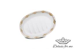 Ceramic Soap Dish Oval With Flower Rim - thumbnail 1