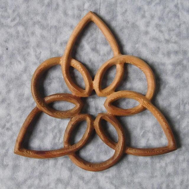 Kingdom Of Heaven Celtic Wood Carving Triquetra Knot Variation Six Pointed Star David Wall Art Goddess Christian Trinity Jewish - image 1