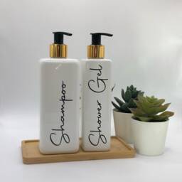 Personalised White Square Soap Dispenser Bottle With Black/Gold Pump 250Ml & 500Ml - thumbnail 2