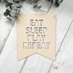 Eat Sleep Play Repeat Wooden Wall Hanging Laser Engraved Nursery Decor - thumbnail 2